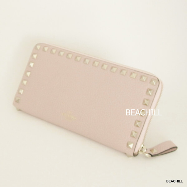 ヴァレンティノスーパーコピー ヴァレンティノ☆RockStudグレインカーフ長財布“ROSE”LW0P0079VSH